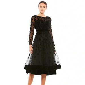 Mac Duggal Black Floral Embellished Dress